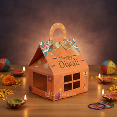 Diwali Hut Shape Hamper Box with Gold Foiling
