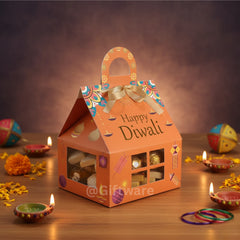 Diwali Hut Shape Hamper Box with Gold Foiling