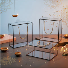 PVC Clear Gift Bags Black (Medium - 8" x 3.5" x 8")