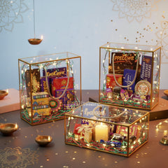 PVC Clear Gift Bags Golden (Medium: 8" x 3.5" x 8")