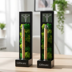 Bamboo Pen Stand with Preserved Moss