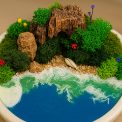 Forest Moss Beach with Resin Artwork