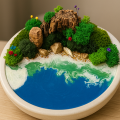 Forest Moss Beach with Resin Artwork