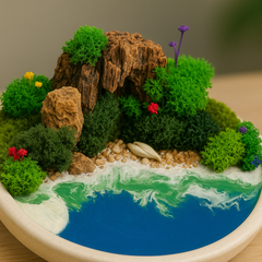 Forest Moss Beach with Resin Artwork
