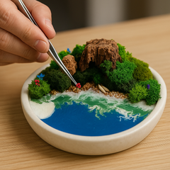 Forest Moss Beach with Resin Artwork