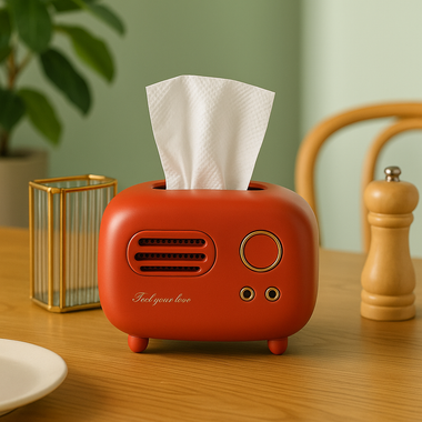 Vintage Radio Tissue Box (Red)