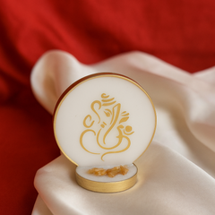 White & Gold Ganesha Idol 3 Inches