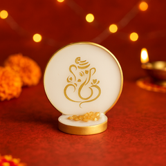 White & Gold Ganesha Idol 3 Inches