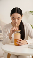 BambooBrew Glass Tumbler with Bamboo Straw (Peach)
