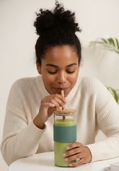 BambooBrew Glass Tumbler with Bamboo Straw (Green)