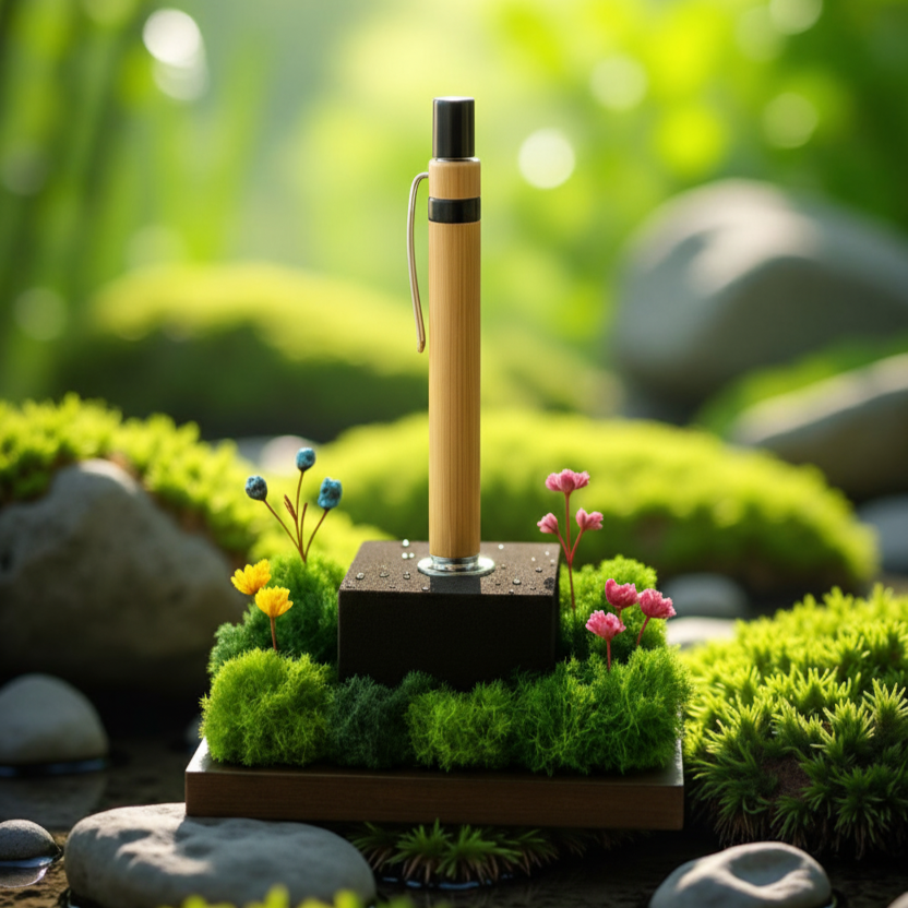 Bamboo Pen with Moss Base