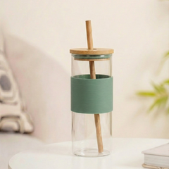 BambooBrew Glass Tumbler with Bamboo Straw (Green)